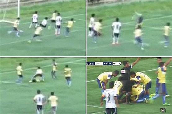 شادی پس از گل، جان فوتبالیست را گرفت +[مجموعه عکس]