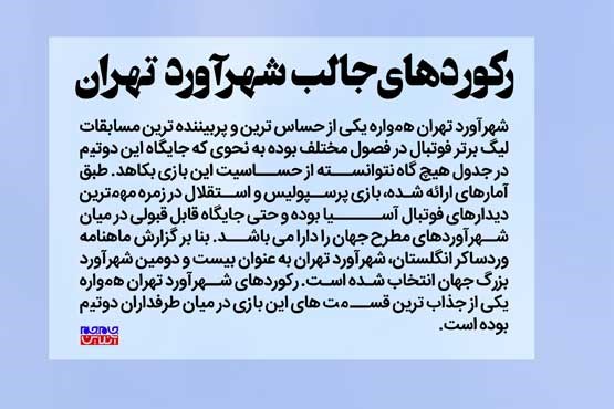 رکوردهای جالب شهرآورد تهران (اینفوگرافیک)