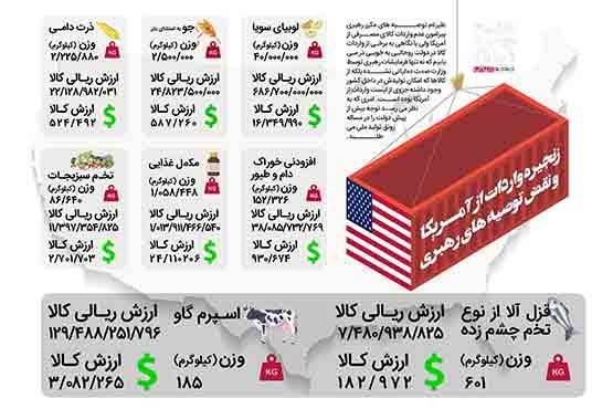 زنجیره واردات از آمریکا و نقض توصیه های رهبری (اینفوگرافیک)