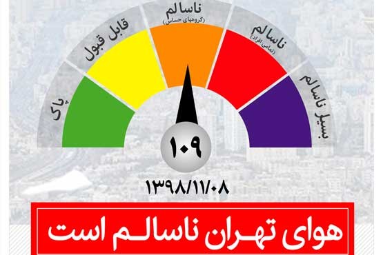 هوای تهران ناسالم است