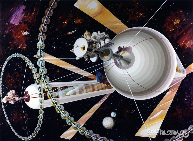 آثاری برای نشان دادن تصورات هنری نیم قرن پیش ناسا از تشکیل کلونی در فضا+عکس