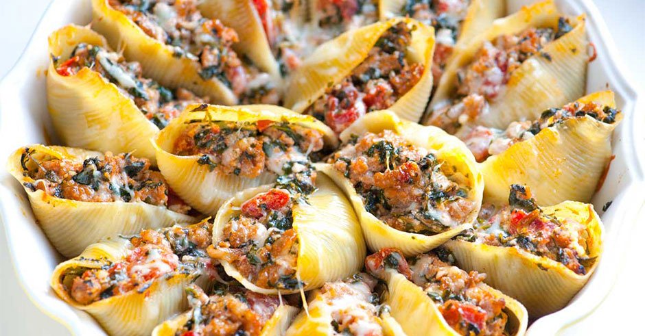 طرز تهیه جامبو شلز شکم پر بسیار شیک و خوش مزه