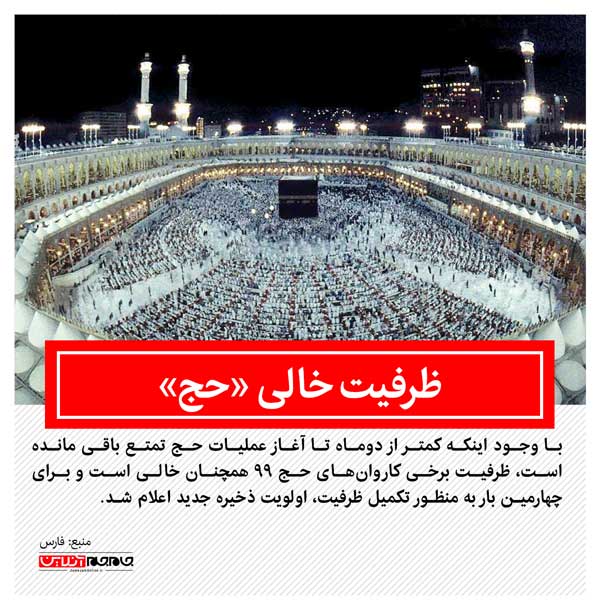 تکمیل نشدن ظرفیت کاروانها و اعلام اولویت جدید حج ۹۹ تکمیل نشدن ظرفیت کاروانها و اعلام اولویت جدید حج ۹۹