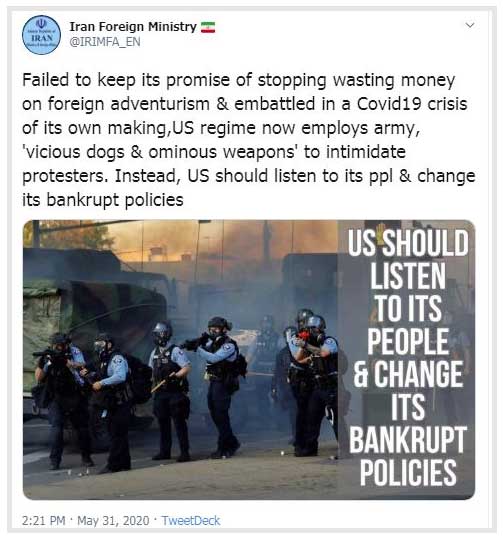 وزارت خارجه ایران: آمریکا صدای مردمش را بشنود (+عکس)