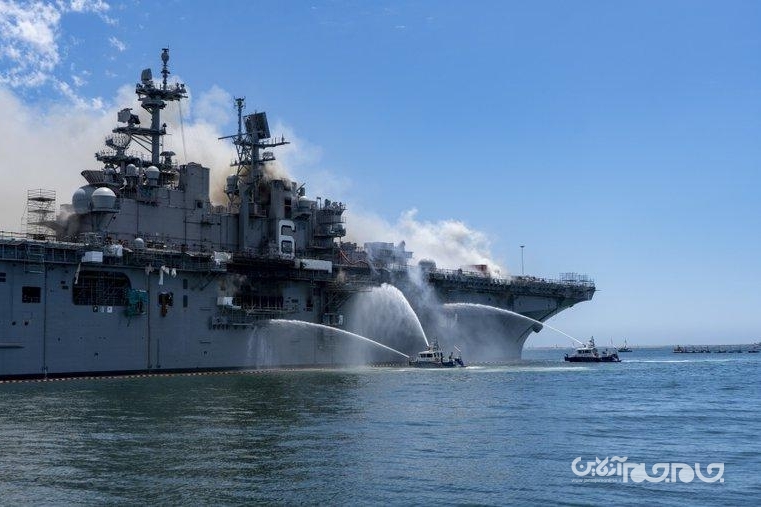 ناو ۱.۵ میلیارد دلاری ارتش آمریکا در آتش سوخت/ شناور استراتژیک ایالات متحده قربانی سوء مدیریت و کمبود امکانات آتش&zwnj;نشانی+ عکس