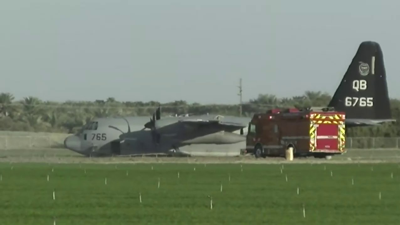 سقوط جنگنده «اف-۳۵» و هواپیمای سوخت‌گیری هرکولس در کالیفرنیا + عکس