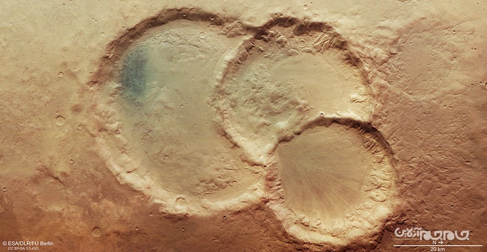 اخترشناسان یک دهانه سه&zwnj;گانه جدید روی مریخ کشف کردند+عکس