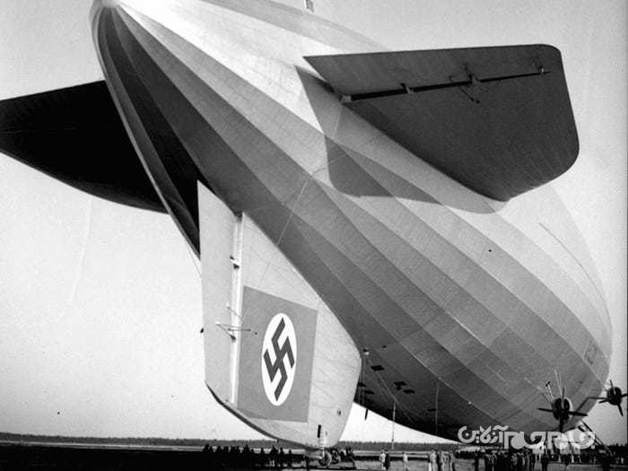 تصاویر رنگی از سانحه هیندنبورگ ؛ کشتی هوایی غول پیکر آلمان نازی در آتش+عکس