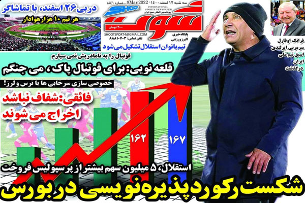 صفحه نخست روزنامه های ورزشی امروز 17 اسفند