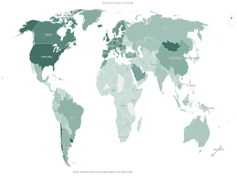 آخرین نقشه جهانی کرونا و نمودار واکسیناسیون در جهان (+تصاویر) آخرین نقشه جهانی کرونا و نمودار واکسیناسیون در جهان (+تصاویر)