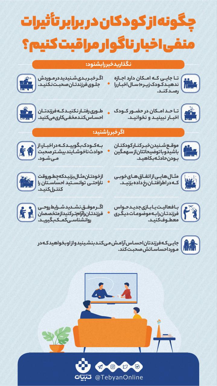 چگونه از کودکان در برابر اخبار ناگوار مراقبت کنیم؟ ( اینفوگرافیک)