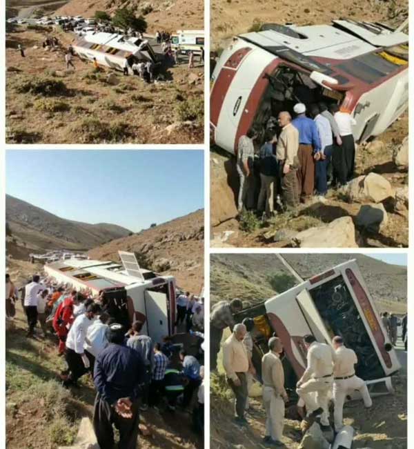 اولین تصاویر از واژگونی اتوبوس حامل خبرنگاران در آذربایجان غربی (+عکس) اولین تصاویر از واژگونی اتوبوس حامل خبرنگاران در آذربایجان غربی (+عکس)