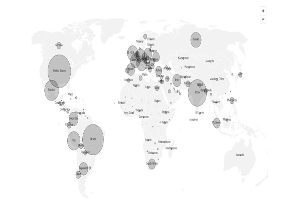 آخرین وضعیت جهانی کرونا (رنگ بندی کشورها)