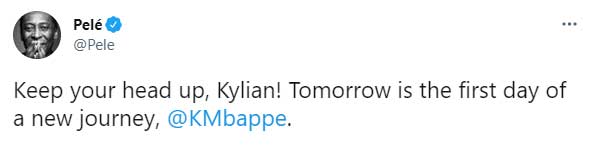 واکنش «پله» به ناکامی امباپه در ضربات پنالتی (+عکس)