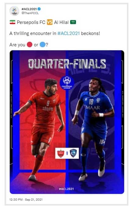 توصیف جالب AFC از تقابل پرسپولیس با الهلال (+عکس)