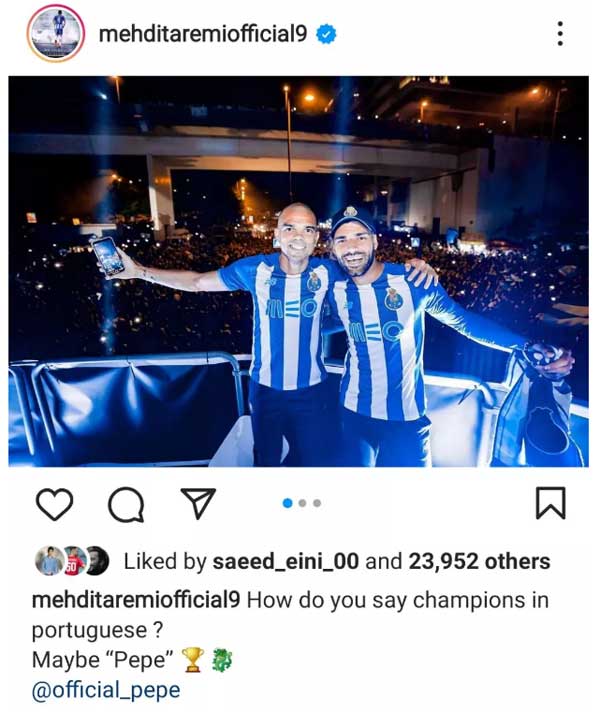 تمجید کاپیتان پورتو از مهاجم ایران: قهرمان به فارسی یعنی طارمی!