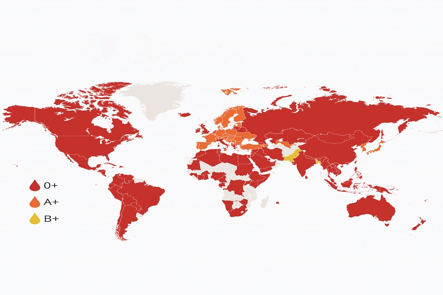پراکندگی گروه‌های خونی در سراسر جهان