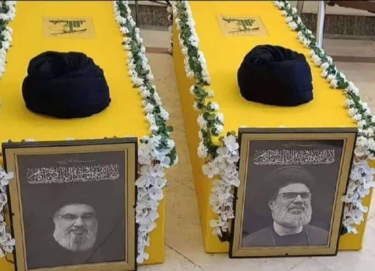 عکس | اولین تصاویر از تابوت پیکر مطهر شهید سید حسن نصرالله و شهید سید هاشم صفی الدین