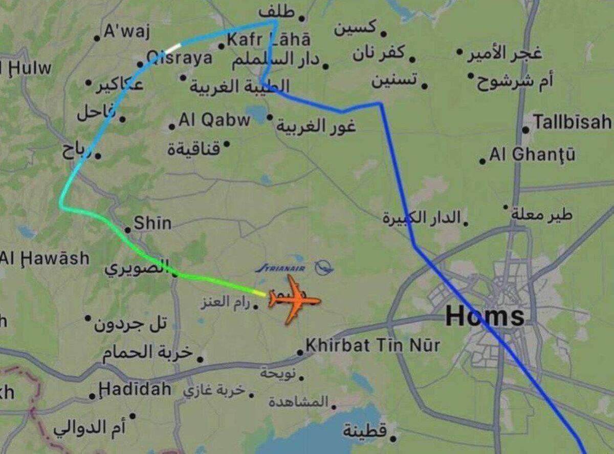 یک وبگاه پیگیری پروازهای بین‌المللی از ناپدید شدن هواپیمایی خبر داد که احتمالاً رئیس جمهور سوریه در آن حضور داشته است.