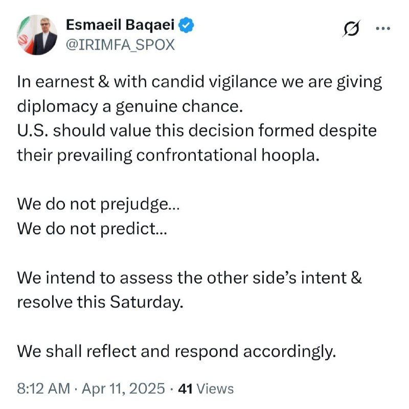 گفت‌وگوهای شنبه، آزمونی برای سنجش نیت و جدیت آمریکا است