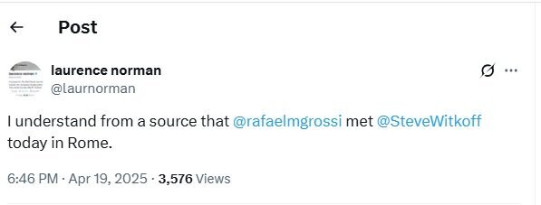 دیدار نماینده ترامپ و رافائل گروسی در رم دیدار نماینده ترامپ و رافائل گروسی در رم