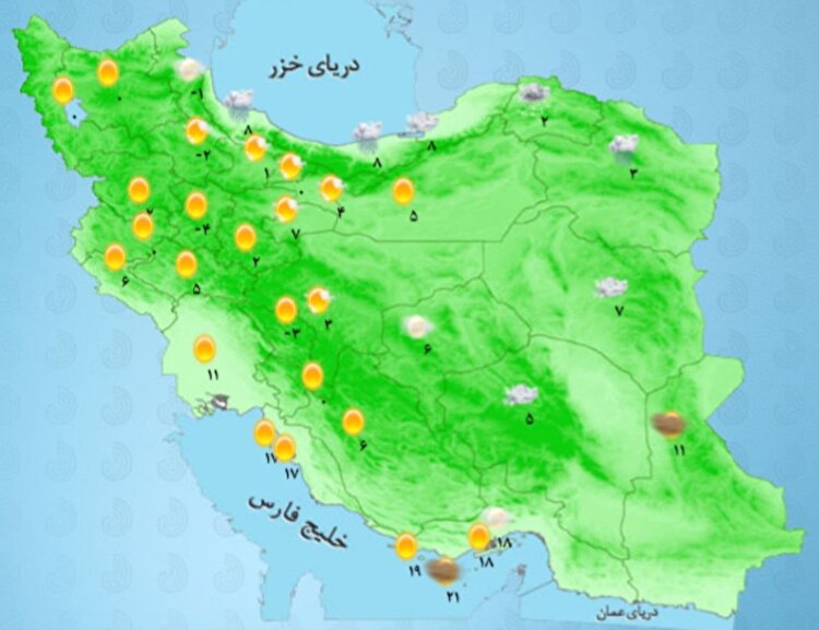 کاهش دما در مناطق شرقی و جنوبی کشور