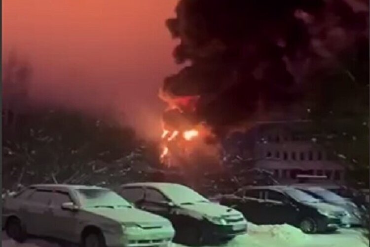 ببینید | حمله پهپادی به انبار نفت روسیه 