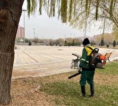 جمع‌آوری برگ‌های خشک با استفاده از دستگاه مکانیزه