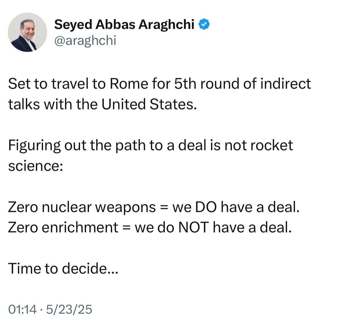 دور پنجم مذاکرات غیرمستقیم ایران و آمریکا در ایتالیا امروز برگزار می شود(خبر بروز رسانی می شود) دور پنجم مذاکرات غیرمستقیم ایران و آمریکا در ایتالیا امروز برگزار می شود(خبر بروز رسانی می شود)