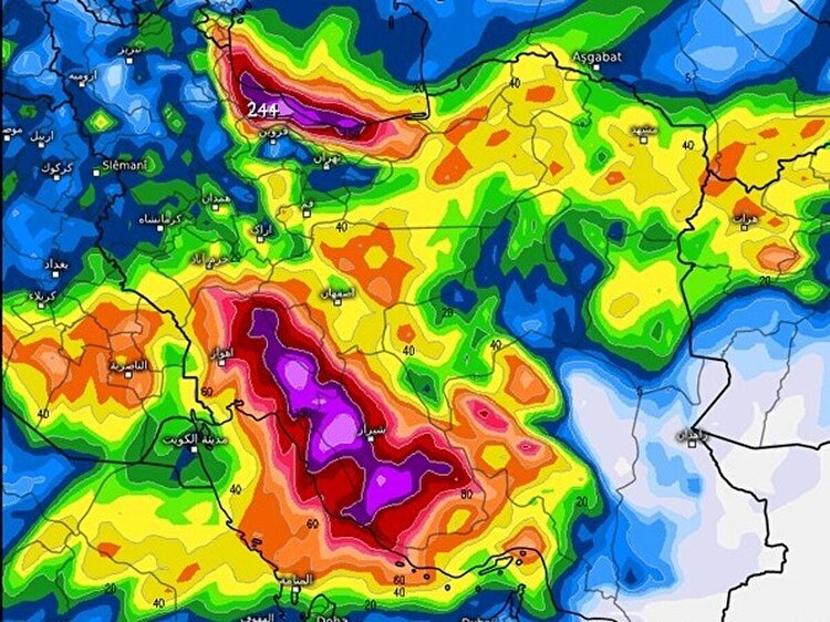 هسته‌های بارشی کم‌سابقه در جنوب‌غرب و زاگرس