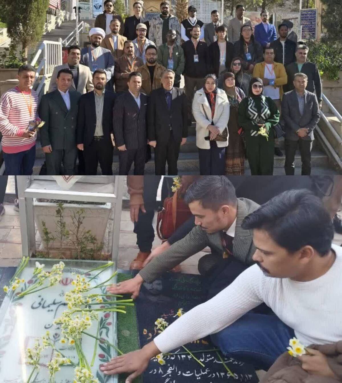 هنرمندان شرکت کننده در ششمین جشنواره بین‌المللی ستاره‌های صحنه به مقام شامخ شهید حاج قاسم سلیمانی ادای احترام کردند.